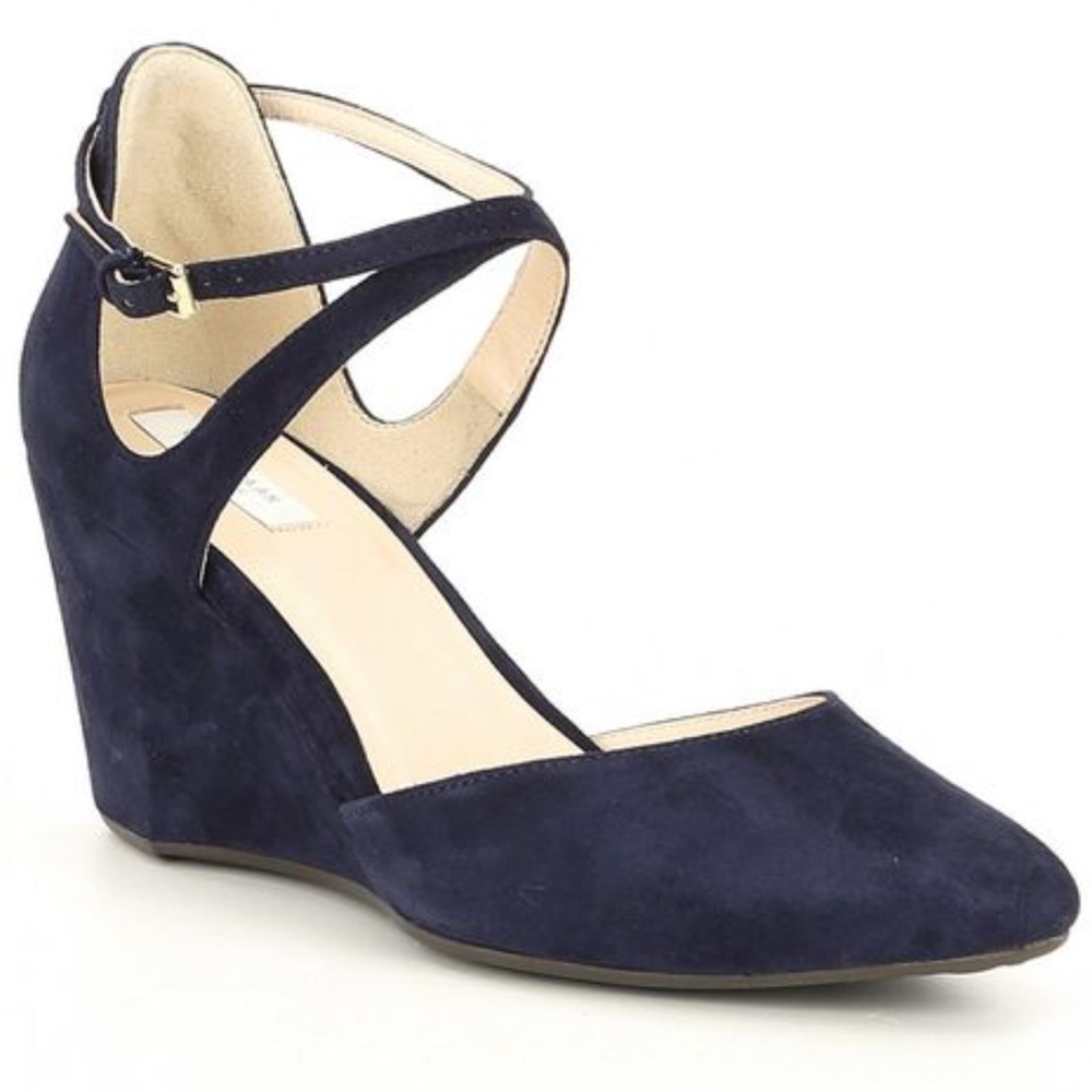 Blue Suede Wedges Shoes Size 7.5 New. Cole Haan